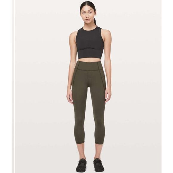 Lululemon Time To Sweat Crop *23" Dark Olive Size 8 - Picture 12 of 12